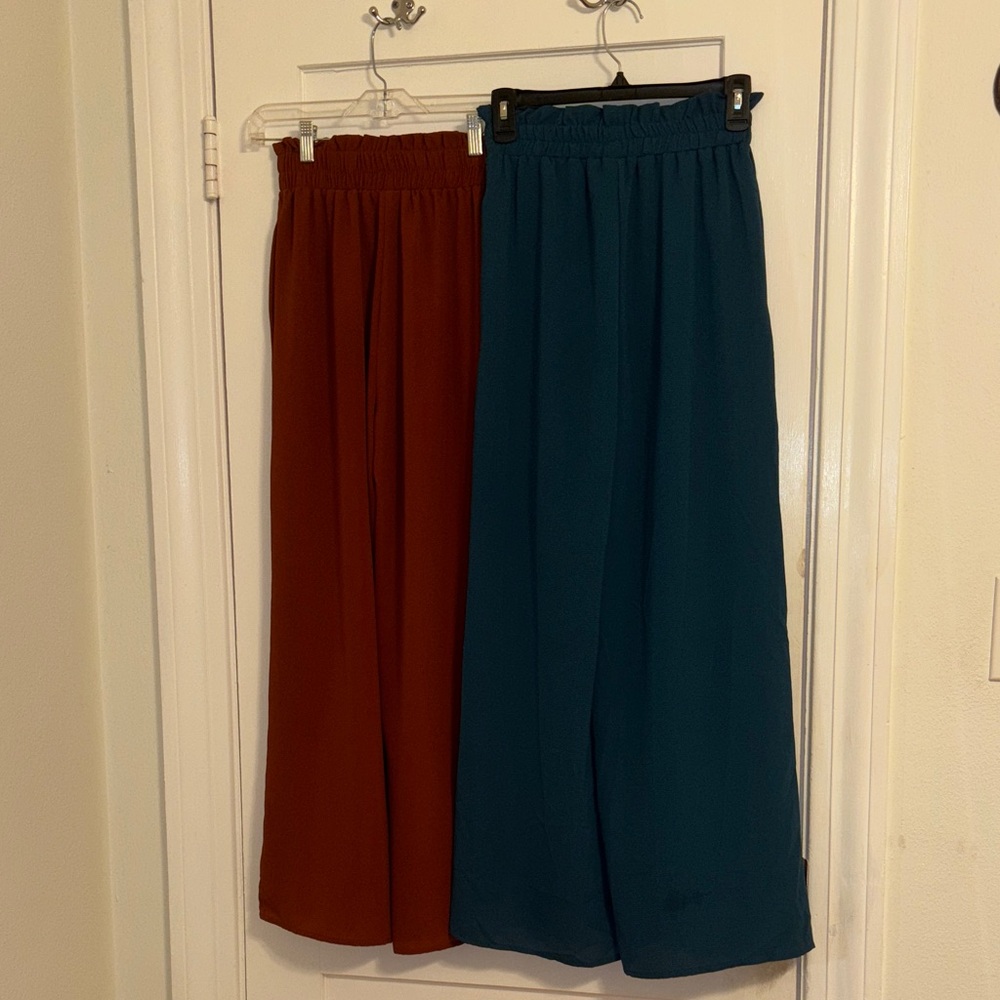 Burnt Orange and Teal Flowy Pants
